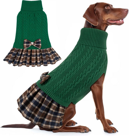 KYEESE Dog Sweater Stretchy Dogs Clothes Soft Turtleneck Pet Sweater Dress Pet Coats with Bowtie Thick Knitwear Warm Pullover Dog Sweaters for Medium Dogs Girl for Cold Weather Winter - Image 15