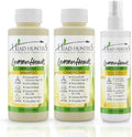 Head Hunters Natural Lemon Heads Lice Prevention Trio front view showing shampoo conditioner and spray bottles