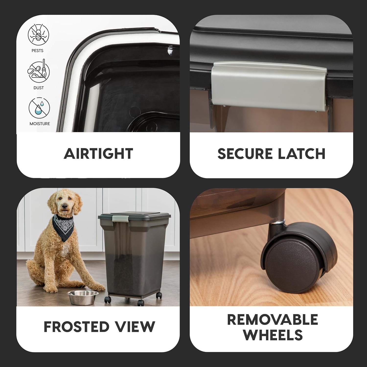 Iris Usa dog food container showing airtight foam seal detail