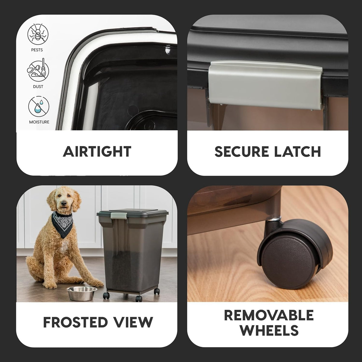 Iris Usa dog food container showing airtight foam seal detail