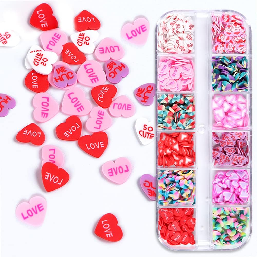 Usukusi Valentines Love Hearts nail art sequins in 12-grid container