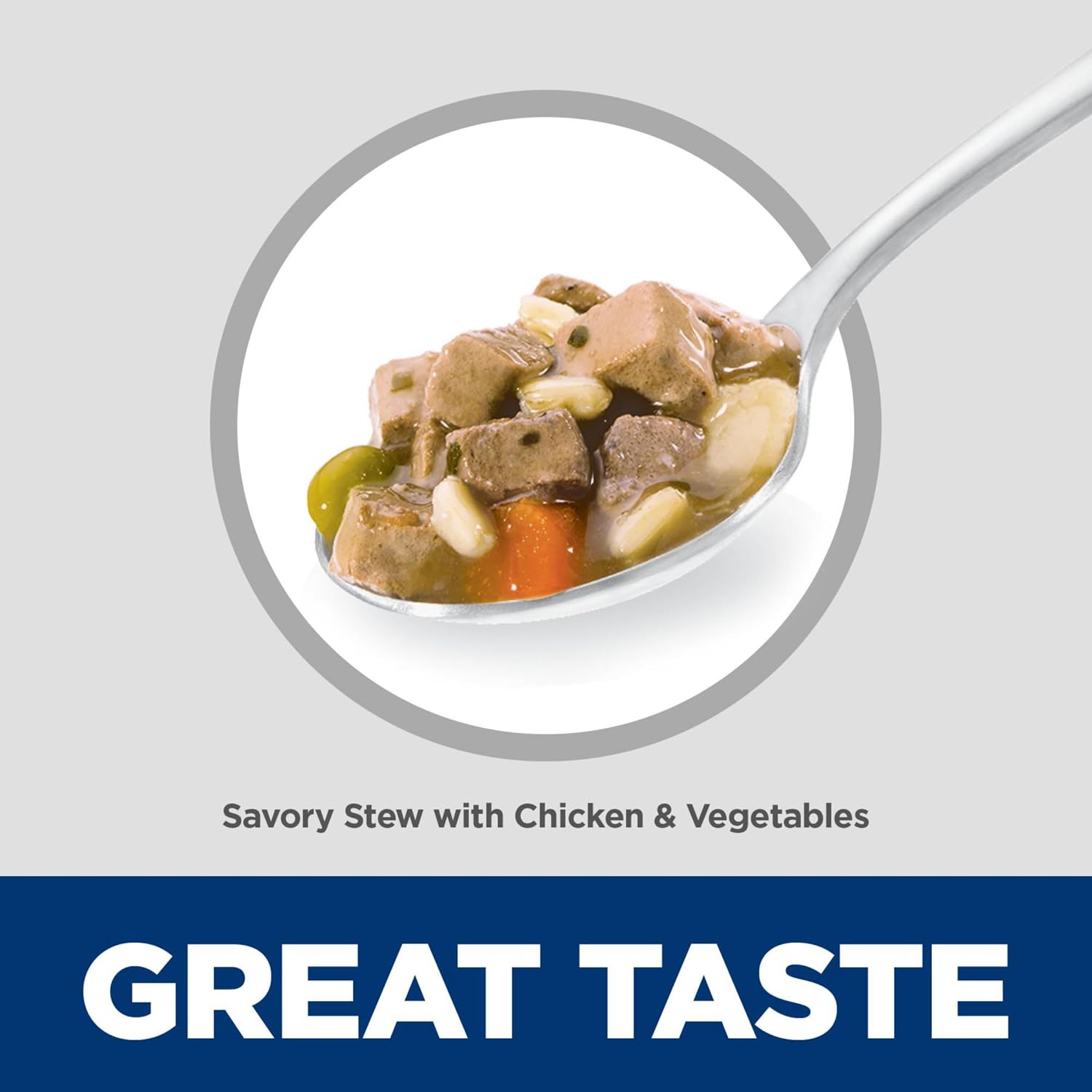 Hill's Science Diet adult seven plus small breed food tray close up on ingredients list.