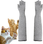 MANON ROSA pet handling sleeves front view showing grey Kevlar knit design.