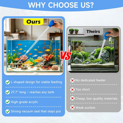 Depeew deep fish tank cleaning pipette showing clear measurement marks and extension pipe