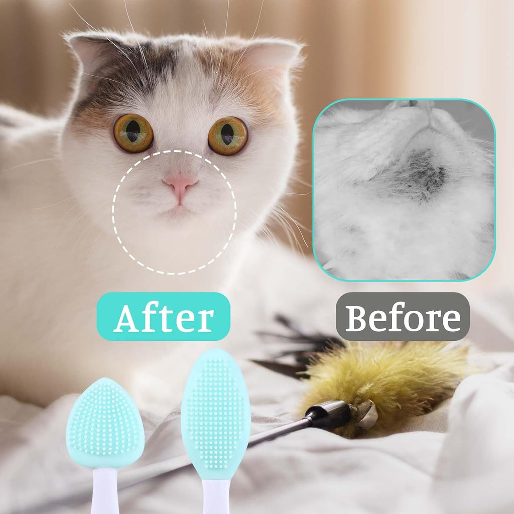 JJUNW premium cat skincare tool set showcasing the lightweight plastic handles and flexible brush heads