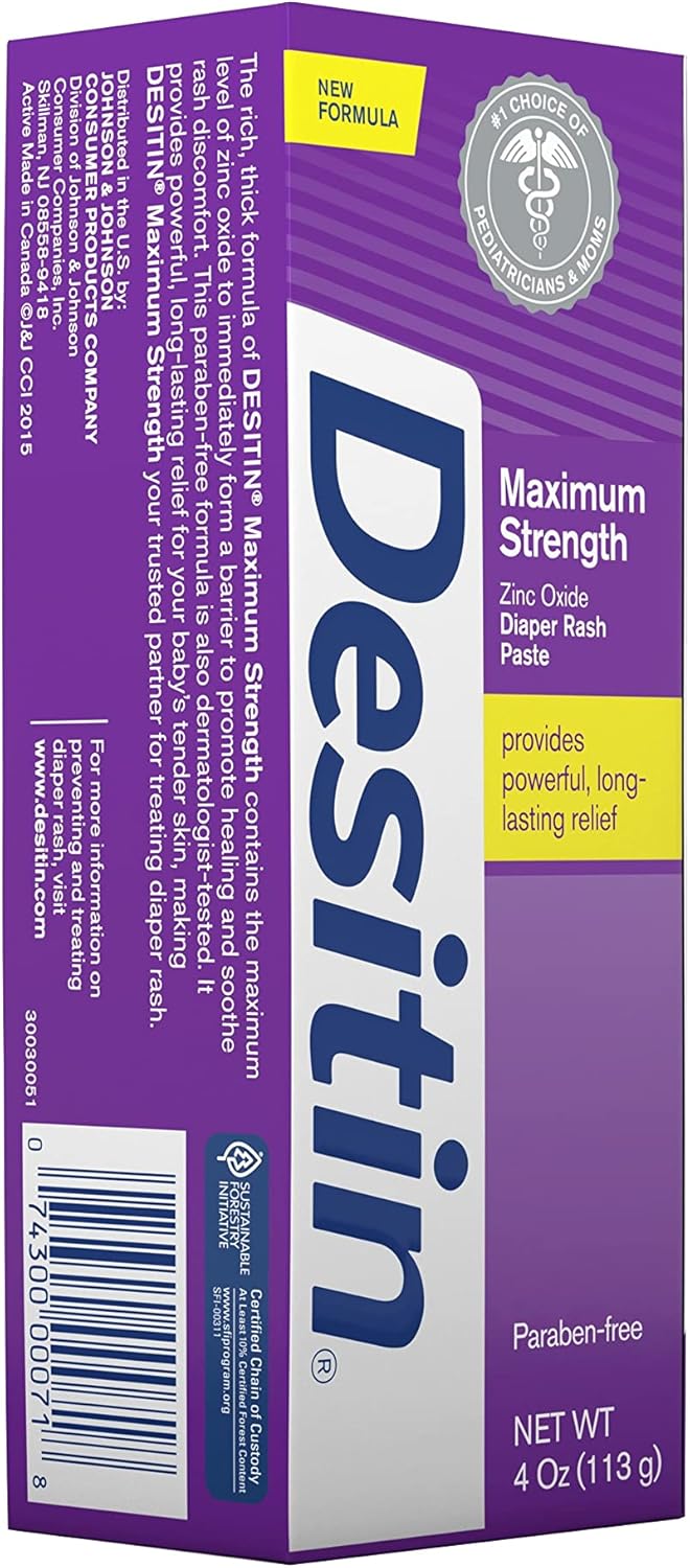 Desitin Maximum Strength Baby Diaper Rash Cream with 40% Zinc Oxide for Treatment, Relief & Prevention, Hypoallergenic, Phthalate- & Paraben-Free Paste, 4 oz - Image 13