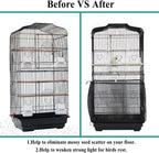 Side profile of bird cage seed catcher on square enclosure