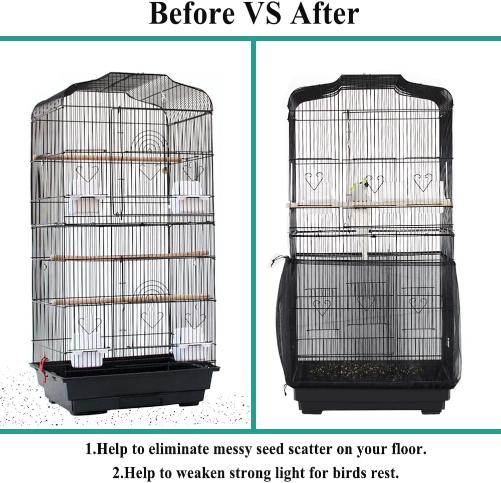 Side profile of bird cage seed catcher on square enclosure
