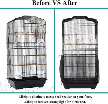 Breathable nylon mesh birdseed guard showcasing airflow and light diffusion features