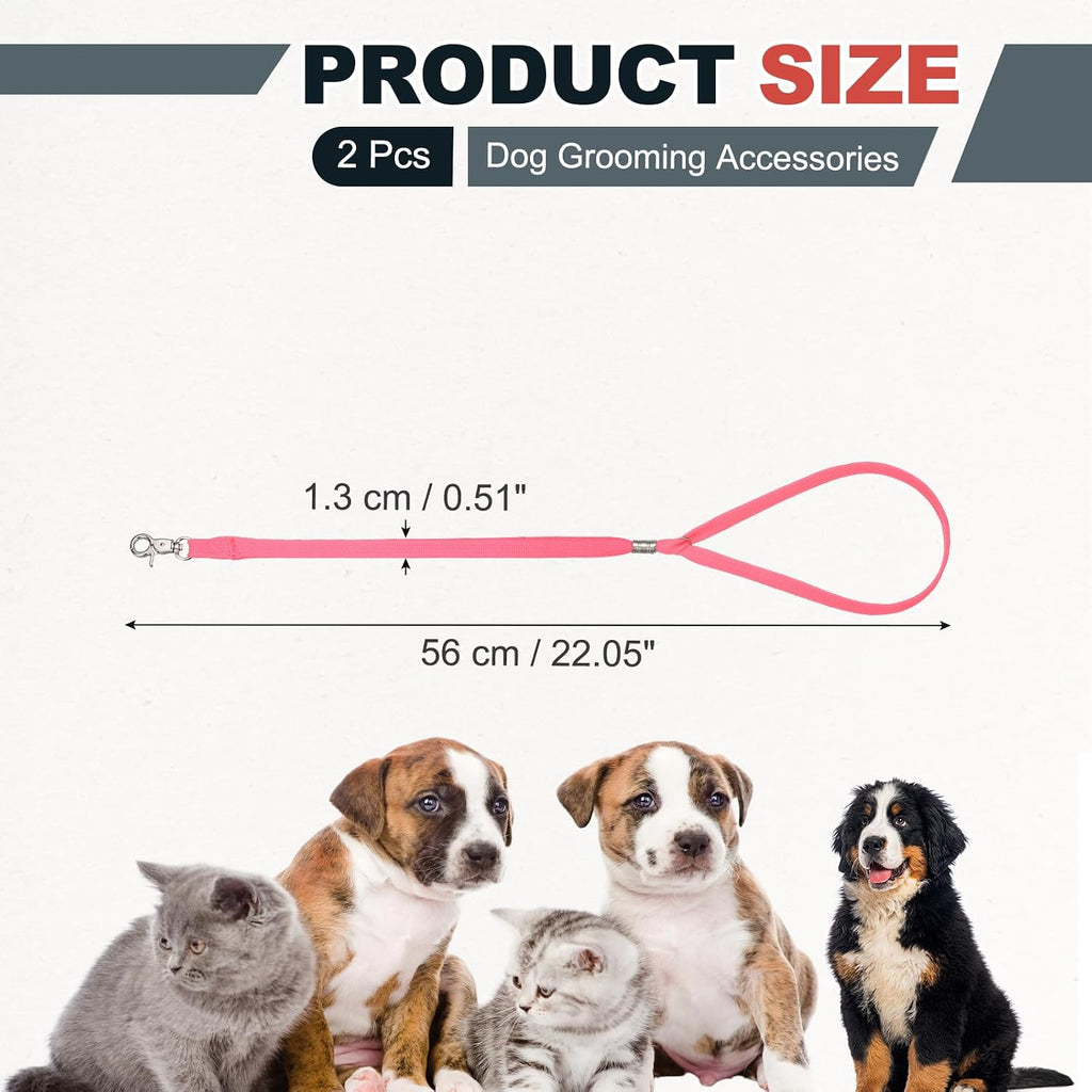 Adjustable nylon pet grooming leash with metal hook