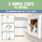 Step by step do it yourself installation of the Purrfect Portal pet door on a standard home interior door.