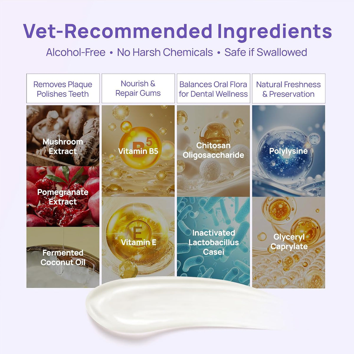 Fluoride free pet toothpaste for tartar prevention side view