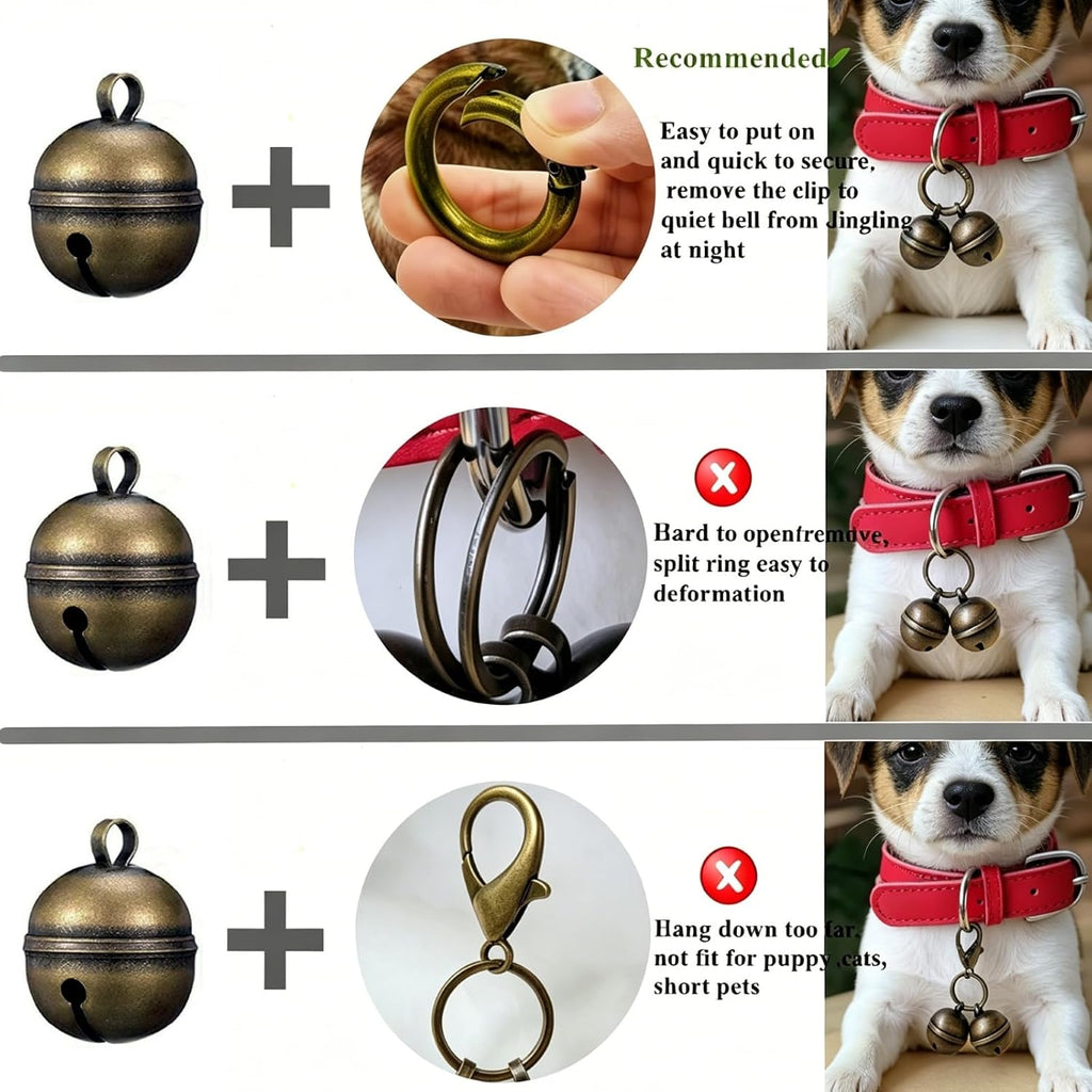 Chyobo brass pet bells showcasing the double loop design and split rings