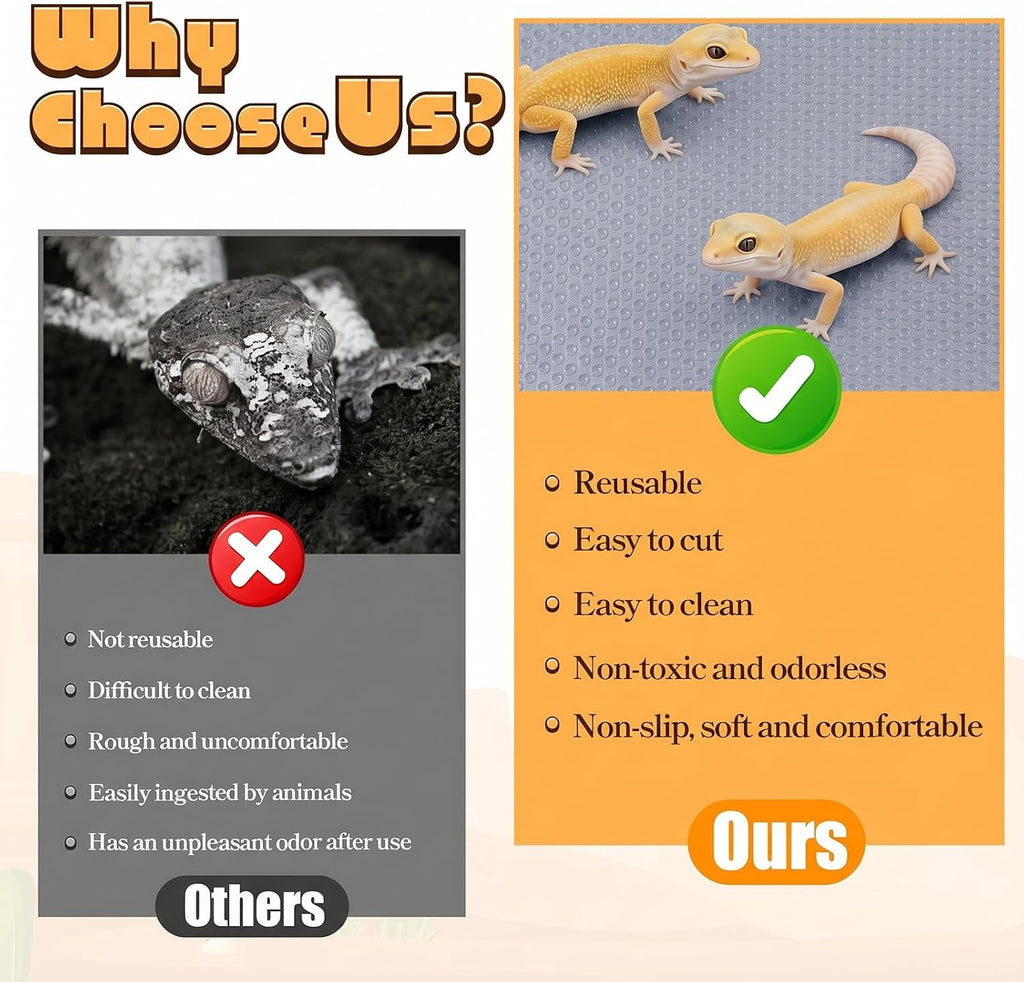 Helidrago thick reptile bedding sheet showing the non-adhesive backing material