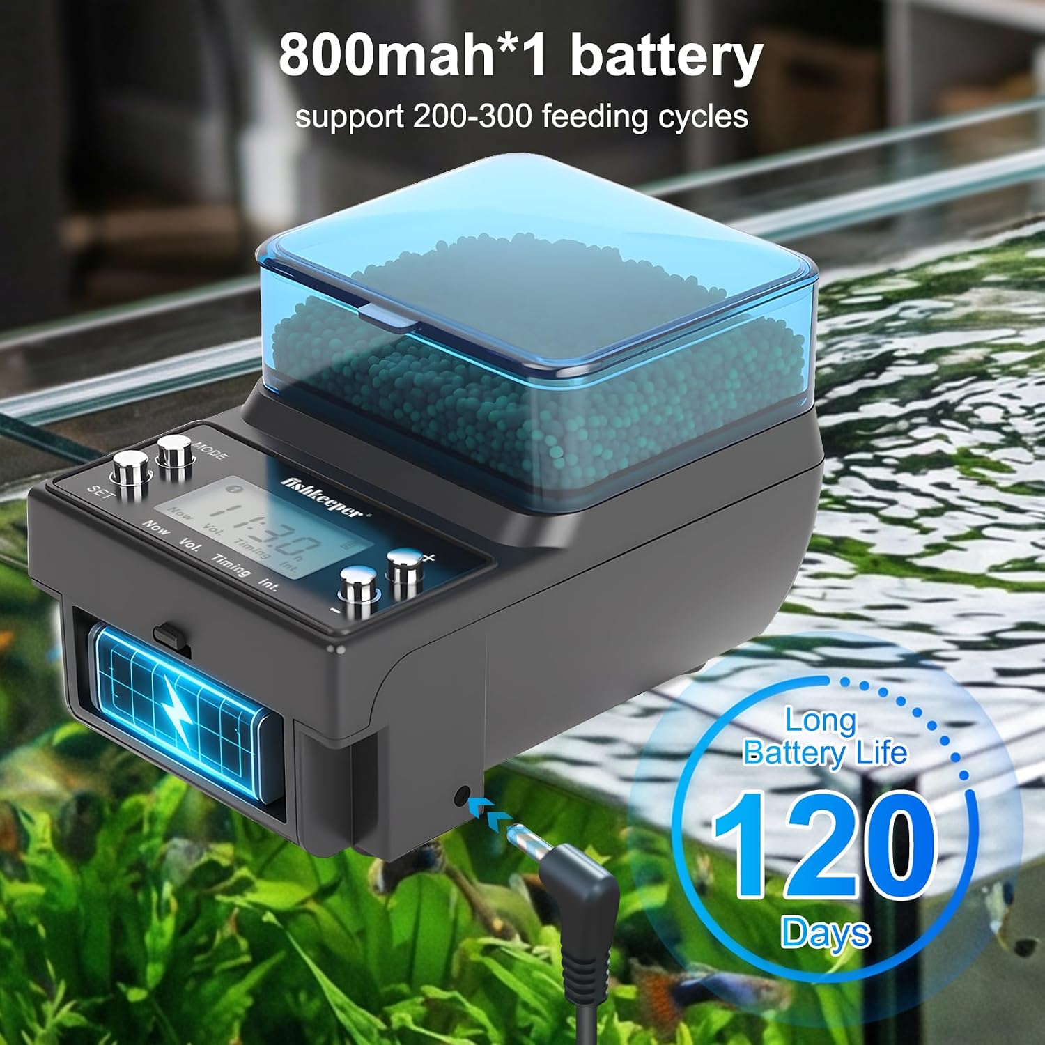 Top view of the premium digital aquarium auto dispenser illustrating the easy to program button layout.