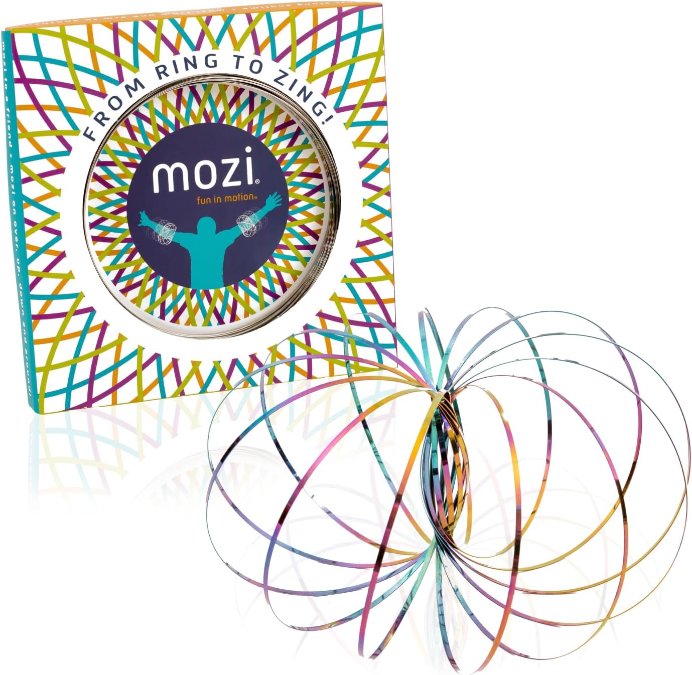 Mozi Geometric Magic Flow Bracelet iridescent front view showing flat ring shape