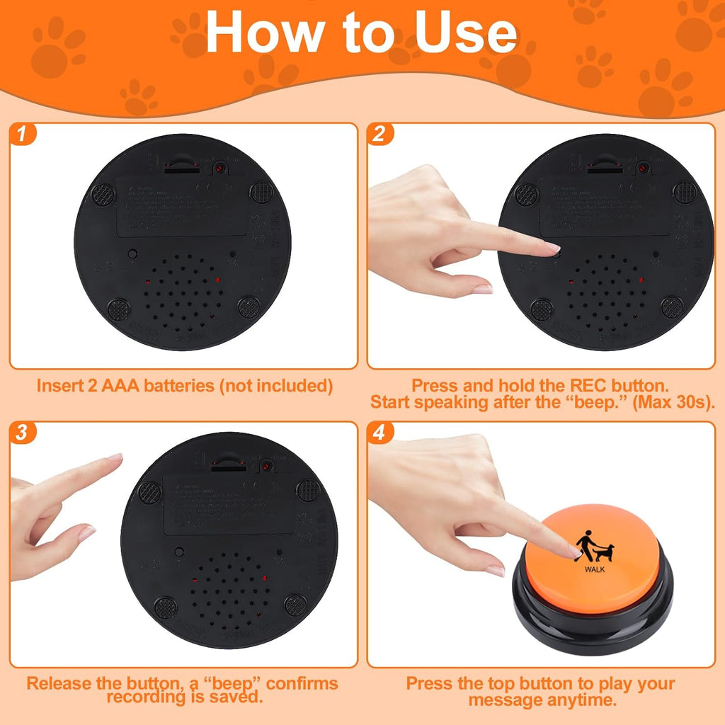 Yellow Labrador retriever using talking pet buttons
