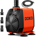 DOKO 800GPH submersible water pump front view showcasing the orange and black design and front flow control valve.