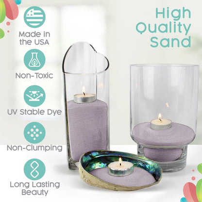 Sandsational Sparkle lilac sand for floral centerpiece