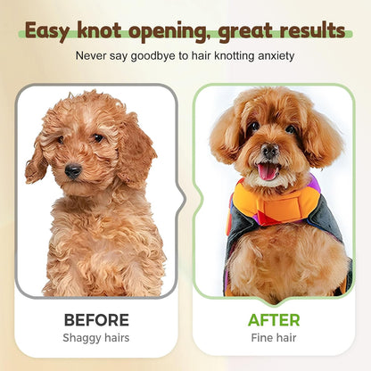 Pet grooming brush showing one click release button