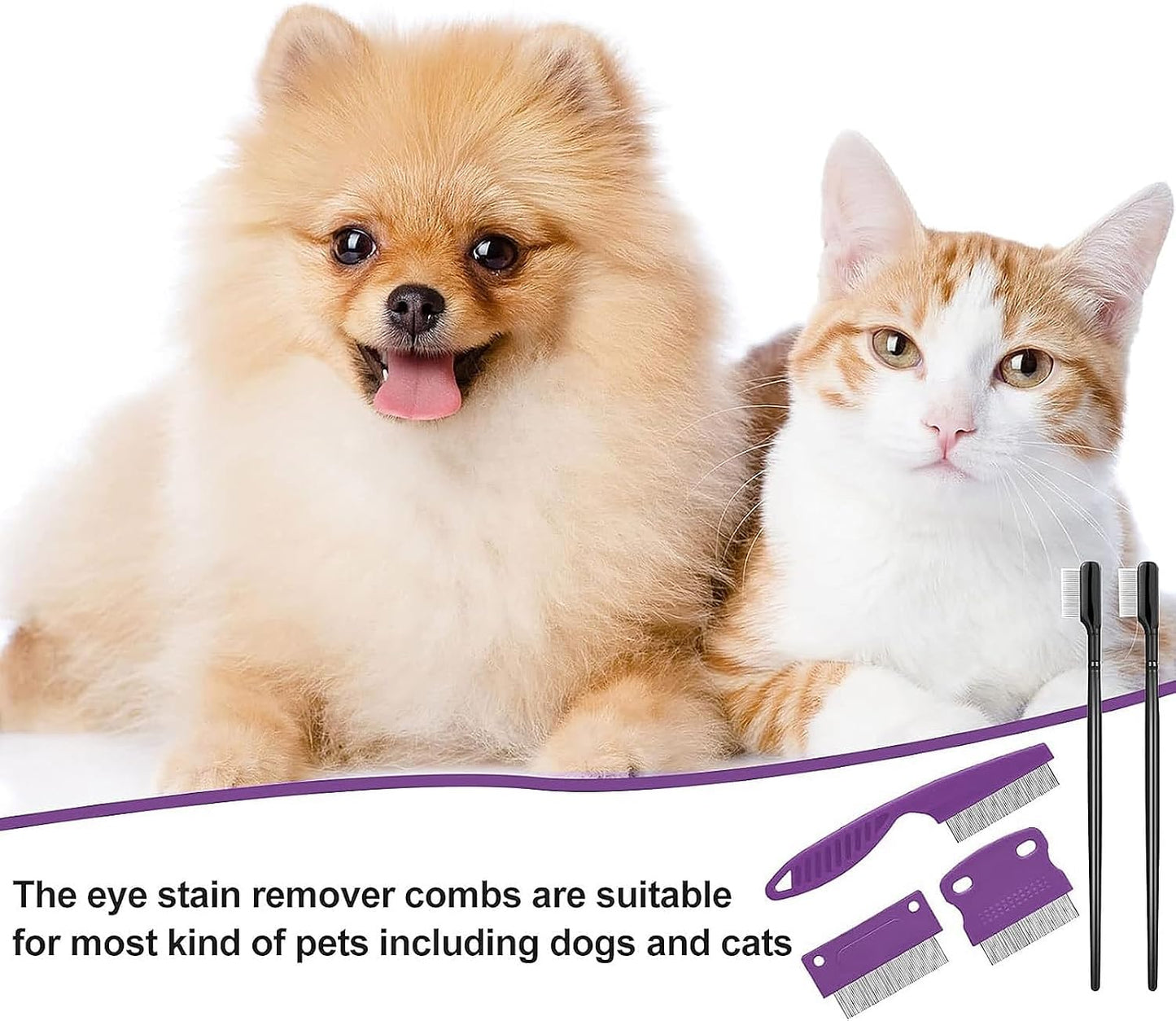 Small dog tear stain comb with ergonomic handle