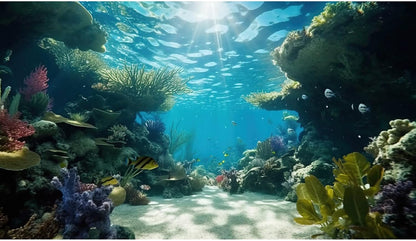 Aquarium Background Under Water Cave with Crystal Terrarium Backdrop Cave Style Rock Sunlight Rays Fish Tank Background Reptile Habitat Backdrop Wallpaper Poster Decor Vinyl 48x24in - Image 11