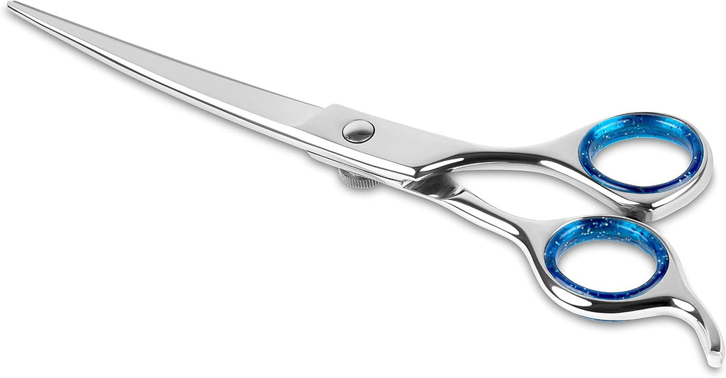 Laazar dog grooming scissors ergonomic blue handle detail