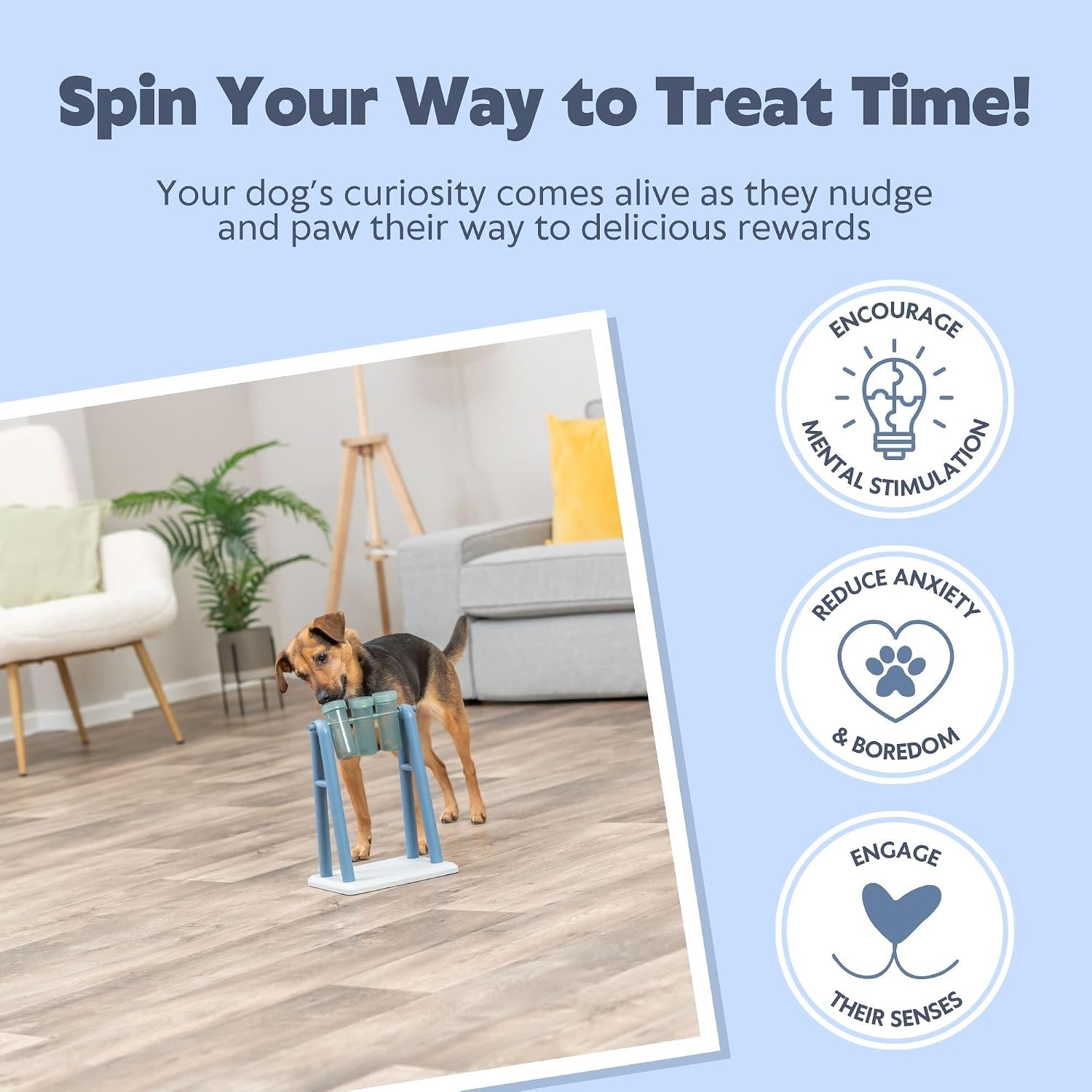 Three rotating transparent plastic beakers on TRIXIE pet toy