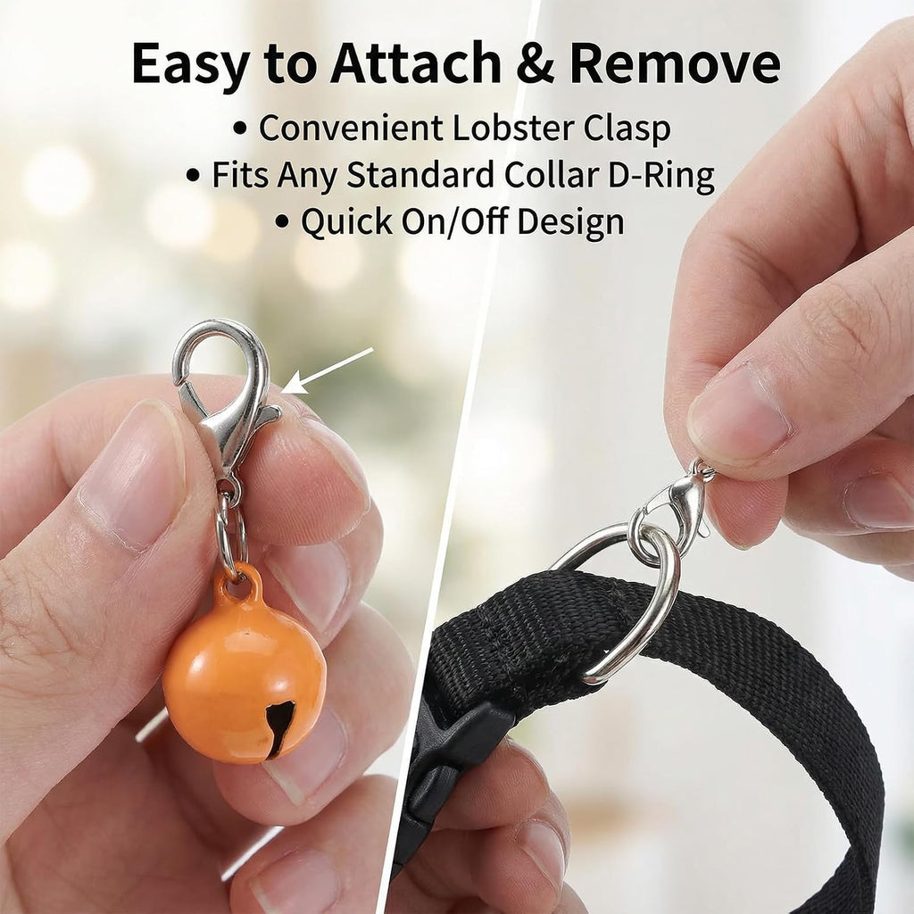 Close up view of the durable lobster clip keychain pendant included in the pet accessories pack.