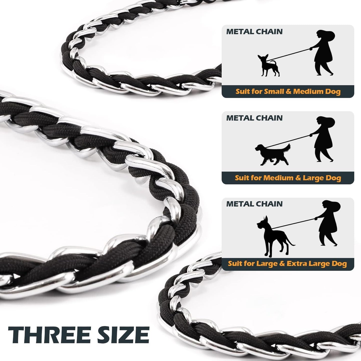 Chew proof pet traction rope with comfortable hand protection handle for active dogs
