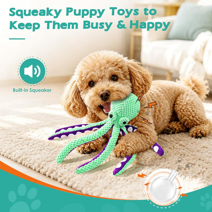 Fuufome interactive squeaky dog toy with six extra long legs for puppy training