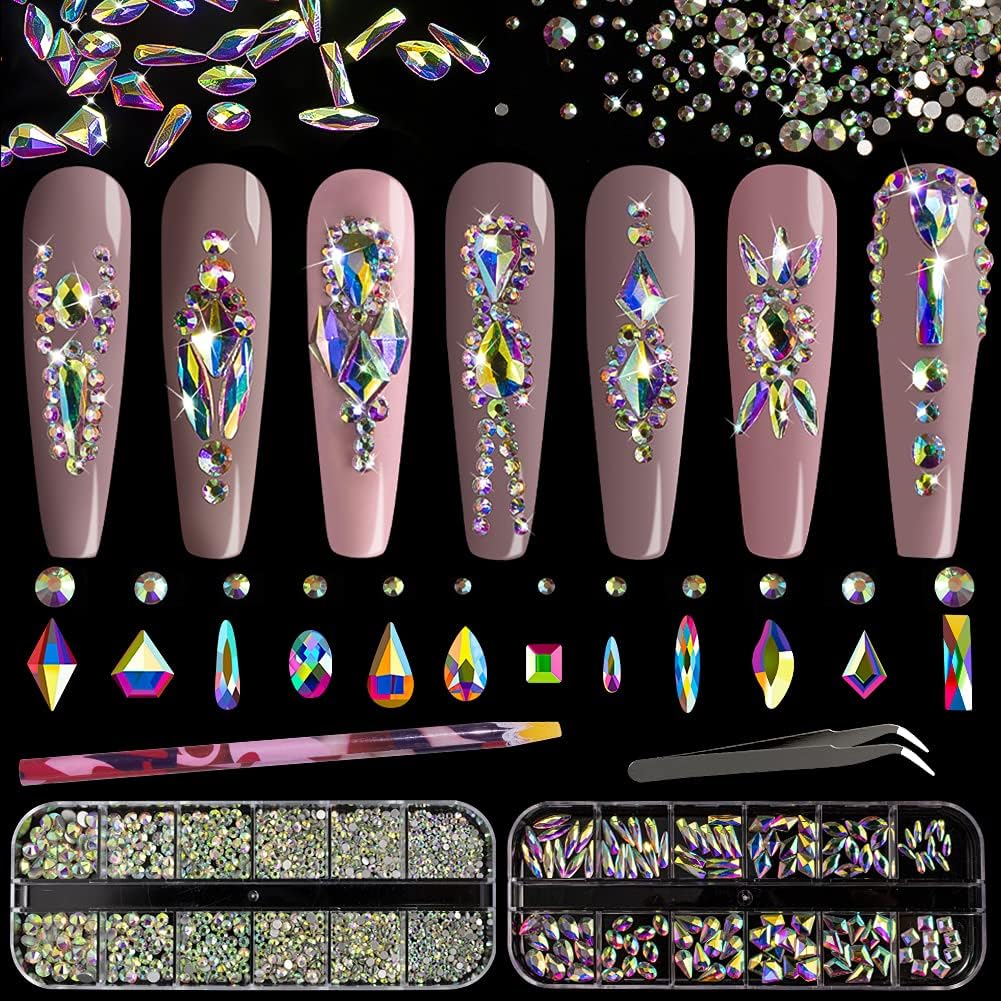 Belleboost 3D glass AB crystal nail art kit front view