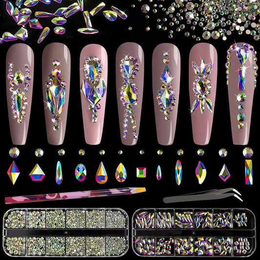 Belleboost 3D glass AB crystal nail art kit front view