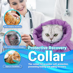 Soft purple cat cone alternative with adjustable drawstring toggle