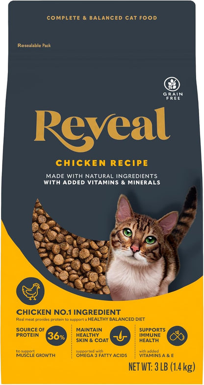 Reveal Chicken Recipe Adult Dry Cat Food 7 lb Bag, Protein, Grain Free, Complete & Balanced with Added Vitamins & Minerals, Cat Food, No Artificial Additives (7 Pound Bag) - Image 10