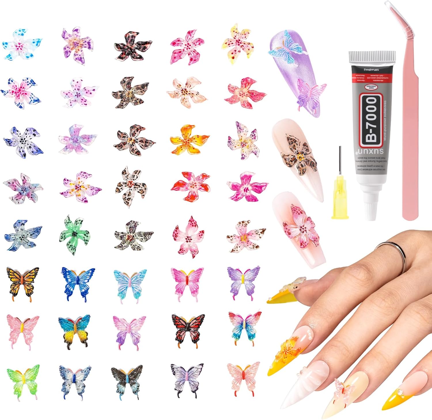 MelodySusie 3D Lily and Butterfly nail charms set front view