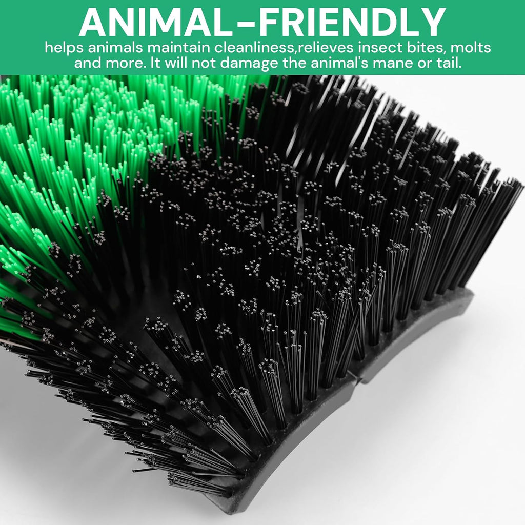 Side view of livestock brush showing 2.5 inch bristle depth