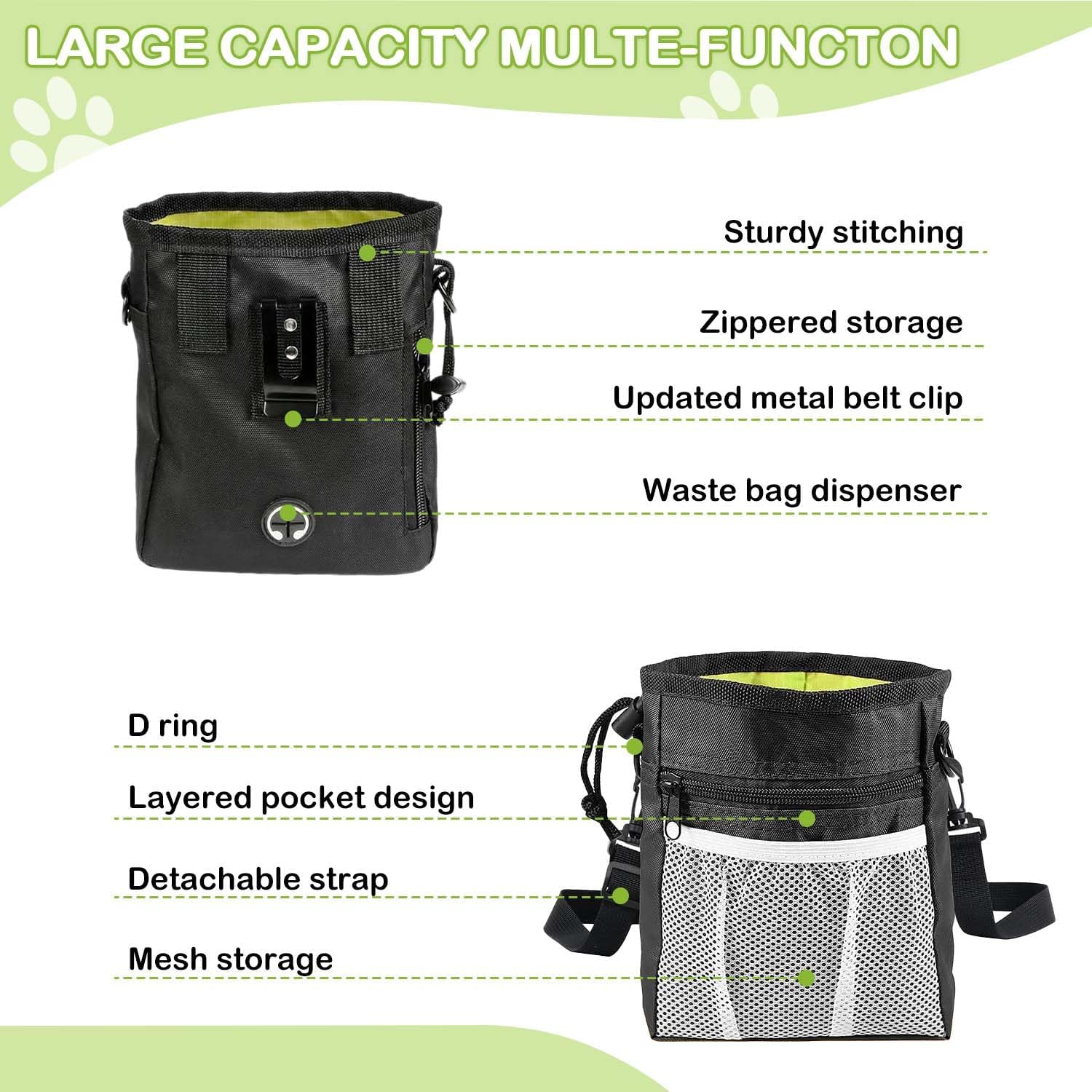 Premium pet training bag kit with silicone treat pouch and wrist strap clicker
