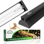QZQ T5 UVB Reptile Light Fixture Combo Kit front view showing the sleek black aluminum housing.
