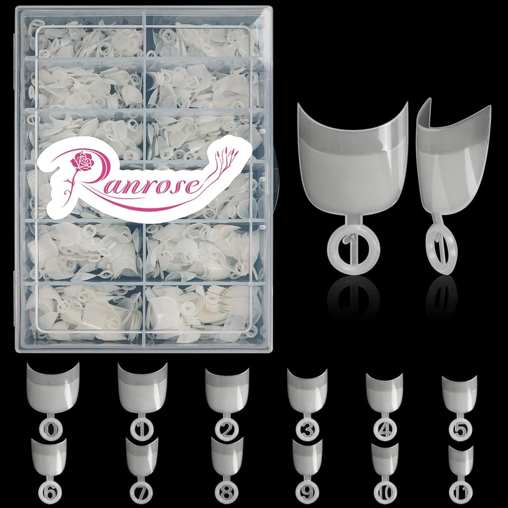 Ranrose short oval nail tips front view product packaging