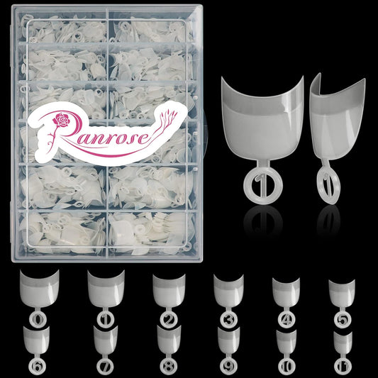 Ranrose short oval nail tips in a 600 piece organized transparent storage box acrylic nails fake nails