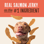 Dog enjoying Waggin' Train salmon jerky tender