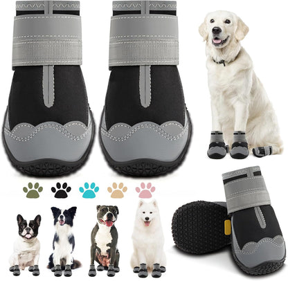 Dog Boots for Large Dogs, Medium Dog Boots & Paw Protectors for Hardwood Floors, Outdoor Dog Booties for Hot Pavement Winter Snow Hiking, Dog Shoes with Reflective Strips - Image 13