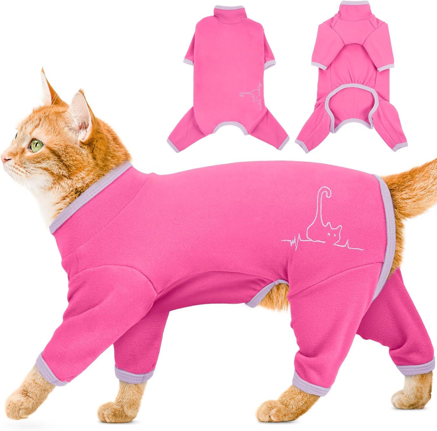 Cat Pajamas for Cats Only, Sticky Hair Cat Clothes, Sphynx Hairless Cats Sweater, Recovery Suit After Surgery, Prevent Lost Hair Kitten Onesie Shirts Costumes Outfits for Pet - Image 10