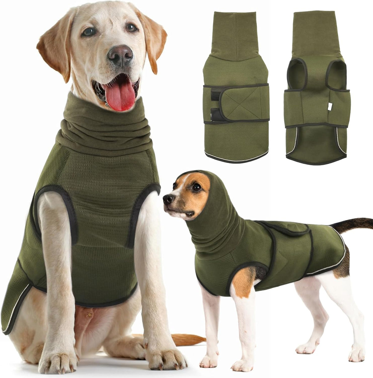 Dog Anxiety Vest with Hoodie,Breathable Dog Thunder Jacket for Thunderstorms,Fireworks,Vet Visits,Separation,Adjustable Calming Vest for Small Medium Large Dogs,Green,S - Image 12