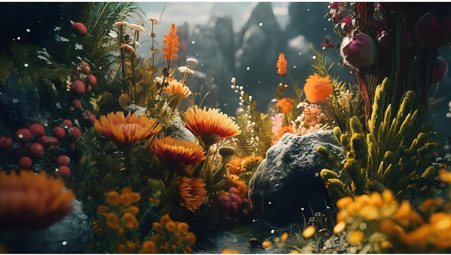 Aquarium Background Various Underwater Grass Plants Aquarium Backdrop Vivid and Fresh Green Aquatic Plants Stone River Bed and Dead Wood Purple Stone Fish Tank Background 24x16in - Image 10