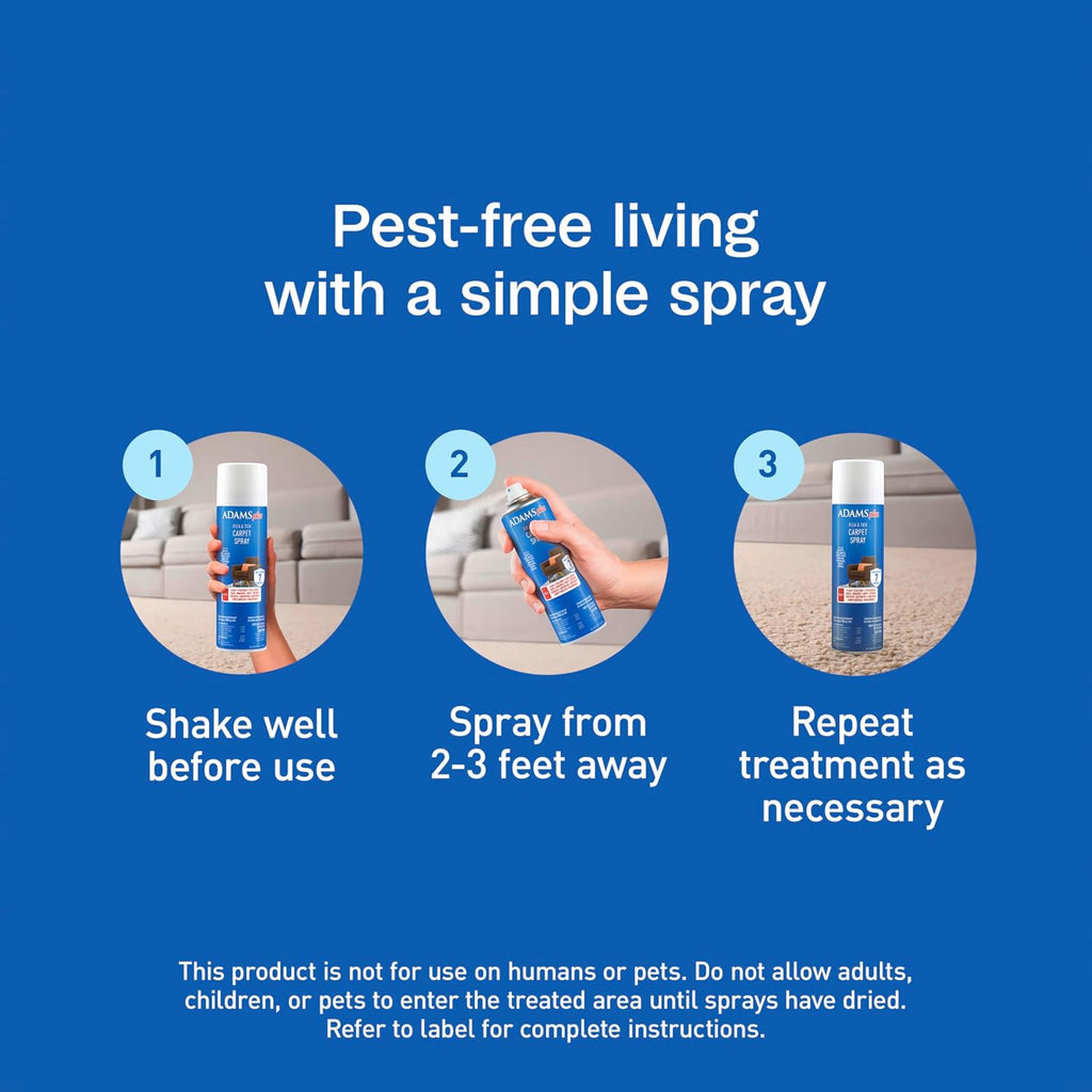 ADAMS Plus Flea & Tick Carpet Spray, Kills Fleas, Flea Eggs, Ticks, Ants, Roaches, Spiders, and Many Other Listed Nuisance Pests, for Indoor House and Carpet Treatment, Treats Up to 2,000 Sq Ft, 16 oz - Image 9