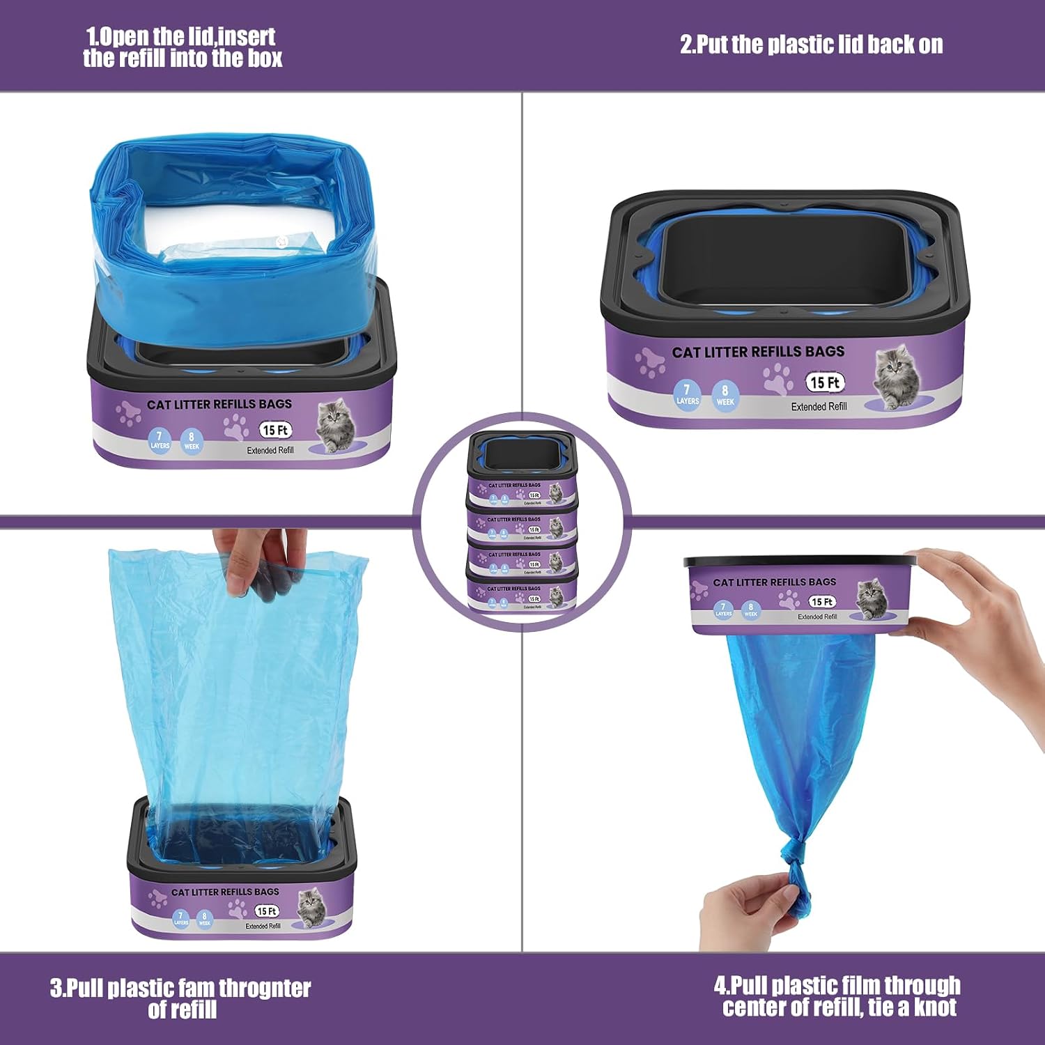 Astrallgn heavy duty fifteen feet cat litter bag roll close up