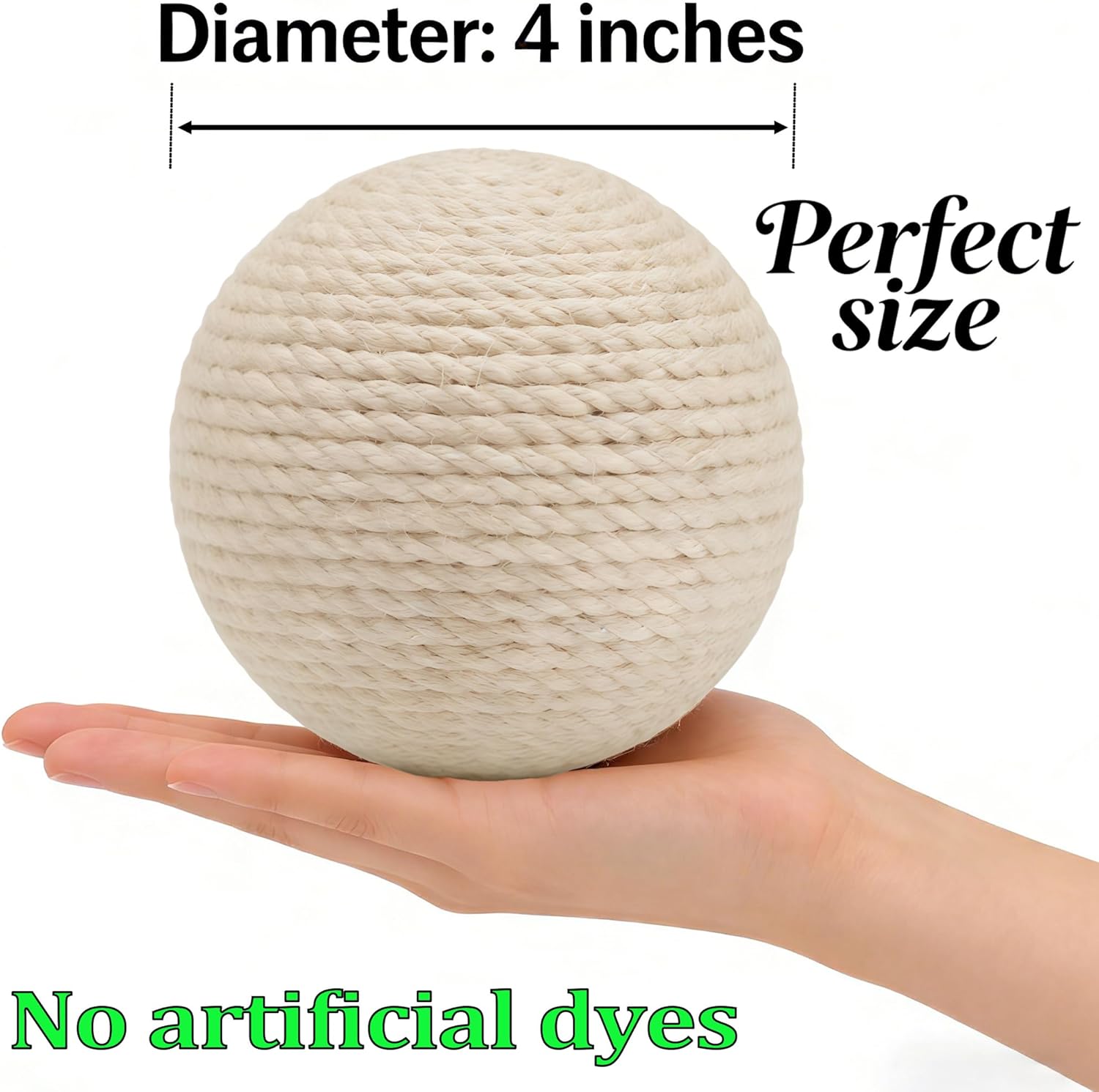 DMZBJ sisal cat ball showing textured fiber surface
