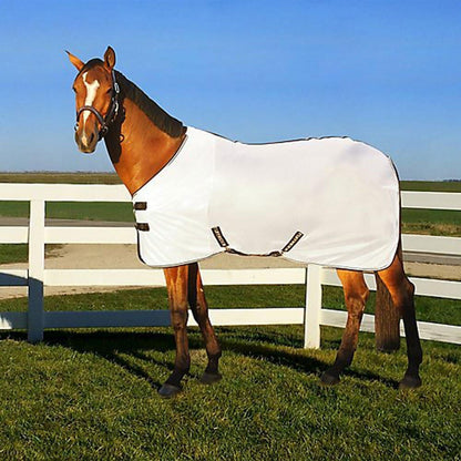 Removable and adjustable leg straps on the TuffRider comfy mesh horse blanket